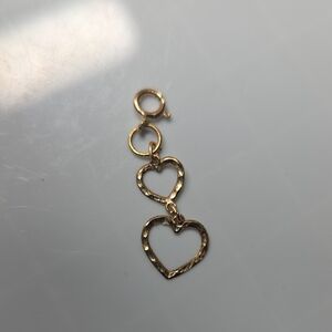 Gold Double Heart Pendant Necklace Charm (585)